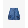 Zimmermann Womens Railway Blue Aster Embroidered Denim Shorts Xs In Blue