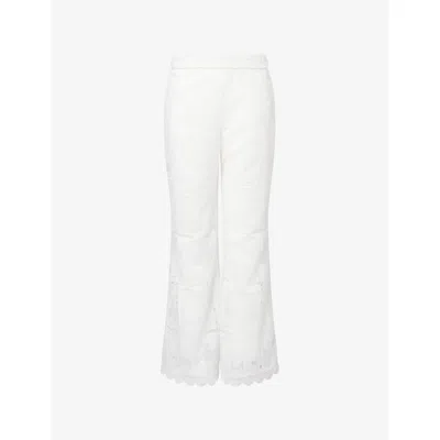 Zimmermann Womens Ivory Aster Embroidered Woven Trousers Xl In White