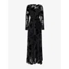 Zimmermann Womens Black Burnout Sheath Long-sleeve Woven Midi Dress In Black