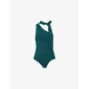 Zimmermann Womens Dark Teal Cascadian One-shoulder One-piece Swimsuit