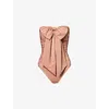 Zimmermann Womens Shell Pink Coco Metallic Drape Bow One-piece Swimsuit