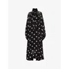 Zimmermann Womens Black Cream Dot Crush Billow Polka-dot Stretch-recycled-polyester Midi Dress In Black Cream Dot