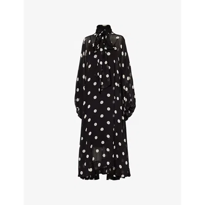 Zimmermann Womens Black Cream Dot Crush Billow Polka-dot Stretch-recycled-polyester Midi Dress