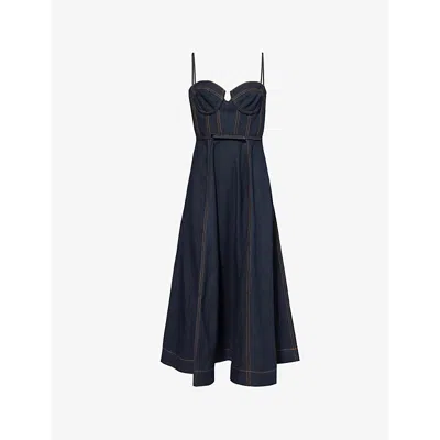 ZIMMERMANN WOMENS NIGHT SKY CRUSH CORSET DENIM MIDI DRESS