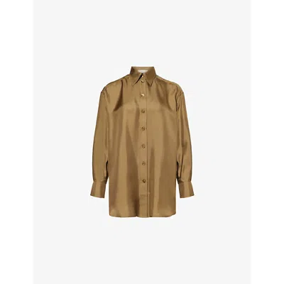 ZIMMERMANN WOMENS ZIMMERMANN CRUSH LONG-SLEEVE RELAXED SILK SHIRT