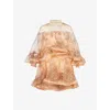 Zimmermann Womens Crush Ruffled Silk Mini Dress Peach Lace Print In Peach Lace Print