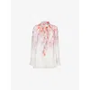 Zimmermann Crush Pleated Floral-print Crepon Blouse In Scarlet Floral