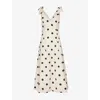 Zimmermann Polka-dot Bow-detail Linen Midi Dress In Cream Black Dot