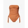 Zimmermann Sculpting Braided Gathered One-piece Swimsuit Size 1 In Brown