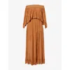 Zimmermann Womens Copper Daylight Off-shoulder Woven Maxi Dress In Brown