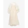 Zimmermann 'illuminate' Beige Crewneck Dress With Wide Elastic Long Sleeves And Macrame Details On Neck And Wai In Cream