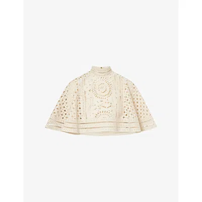Zimmermann Womens Tea Indra Embroidered Cotton Cape In Multi