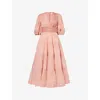 Zimmermann Pink Pleated Midi Dress Women In Lipstick