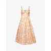 Zimmermann Womens Golden Bloom Rebellion Drape Linen And Silk Midi Dress