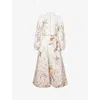 Zimmermann Womens Cream Aviary Rebellion Floral Linen Midi Dress Xs In Multi