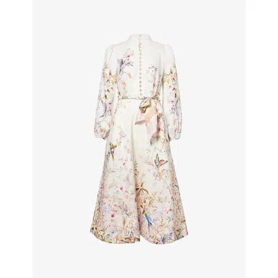 Zimmermann Womens Cream Aviary Rebellion Floral Linen Midi Dress Xs In Multi