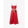 Zimmermann Womens Red Rebellion Tuck Shoulder-straps Linen Midi Dress Xs In Red