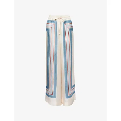 ZIMMERMANN WOMENS ZIMMERMANN TICKING STRIPE WIDE-LEG SILK TROUSERS