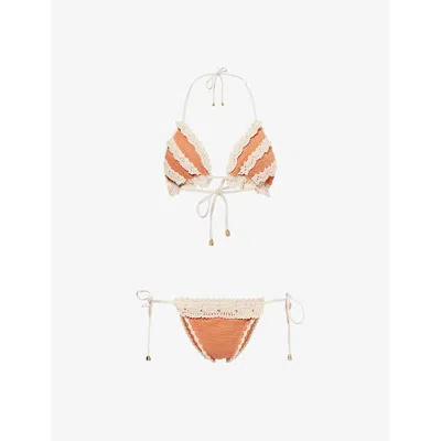 Zimmermann Cotton Knitted Wylie Bikini In Brown