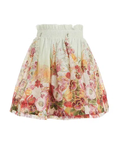 Zimmermann Wonderland Linen And Silk Flip Skirt In Floral