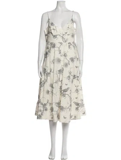 Pre-owned Zimmermann Wonderland Picnic Midi Length Dress In Neutral