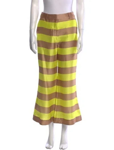 Pre-owned Zimmermann Wonderland Relaxed Kick Flare Wide Leg Pants In Brown