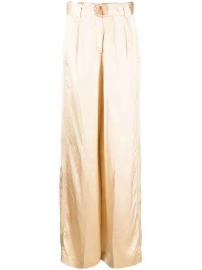 Zimmermann Wonderland Satin Trousers In Neutrals