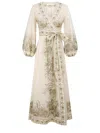 Zimmermann "wonderlust" Wrap Midi Dress In Neutral