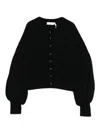 Zimmermann Cropped Merino Wool Sweater With Balloon Sleeves In Black