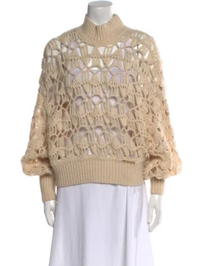 Pre-owned Zimmermann Wool Mock Neck Sweater In Neutral