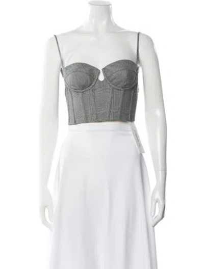 Pre-owned Zimmermann Wool Plaid Print Crop Top In White