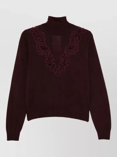 Zimmermann Wool Ribbed Mock-neck Sweater In Burgundy