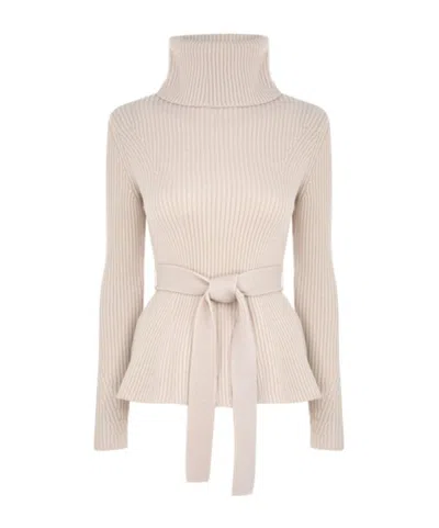 Zimmermann Wool Ruffled Sweater In Nude