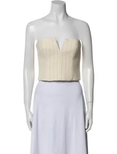 Pre-owned Zimmermann Wool Strapless Crop Top W/ Tags In Neutral