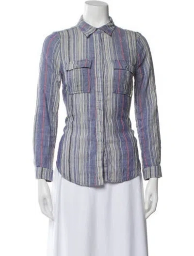 Pre-owned Zimmermann Wool Striped Blouse In Blue