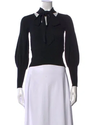 Pre-owned Zimmermann Wool Tie Neck Sweater In Black
