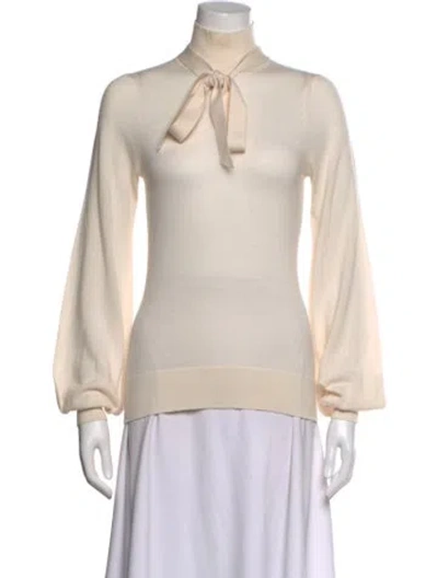 Pre-owned Zimmermann Wool Tie Neck Sweater In Neutrals