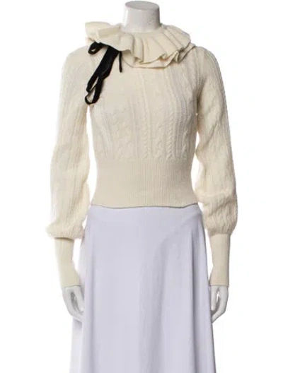 Pre-owned Zimmermann Wool Turtleneck Crop Top In Neutral