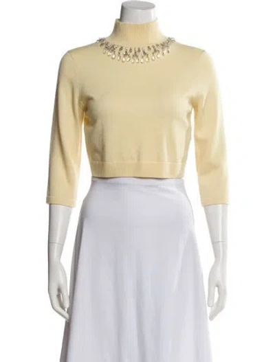 Pre-owned Zimmermann Wool Turtleneck Crop Top In Yellow