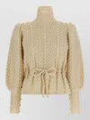 Zimmermann Valiant Embroidered Tie-detailed Wool Sweater In Neutral