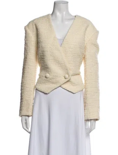 Pre-owned Zimmermann Wool Tweed Pattern Blazer In Neutrals