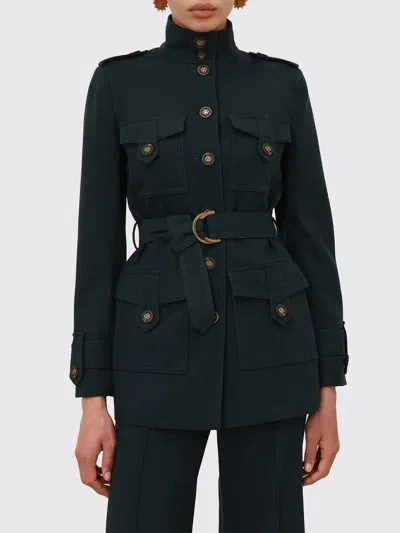 Zimmermann Wool Utility Jacket With Epaulettes And Adjustable Belt In Green