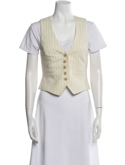 Pre-owned Zimmermann Wool V-neck Crop Top W/ Tags In Neutral