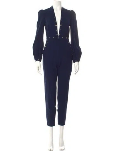 Pre-owned Zimmermann Wool V-neck Jumpsuit In Blue