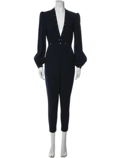 Pre-owned Zimmermann Wool V-neck Jumpsuit In Blue