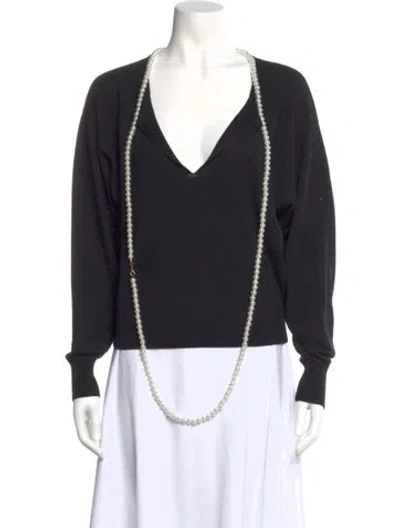 Pre-owned Zimmermann Wool V-neck Sweater In Black