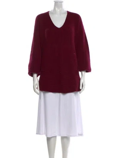 Pre-owned Zimmermann Wool V-neck Sweater In Burgundy