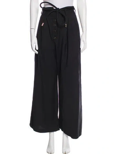 Pre-owned Zimmermann Wool Wide Leg Pants In Black