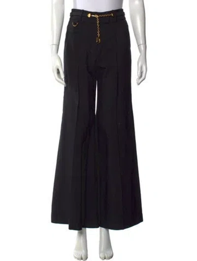 Pre-owned Zimmermann Wool Wide Leg Pants In Black