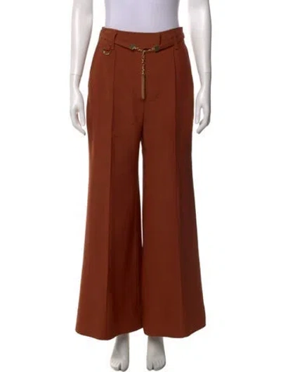 Pre-owned Zimmermann Wool Wide Leg Pants In Brown